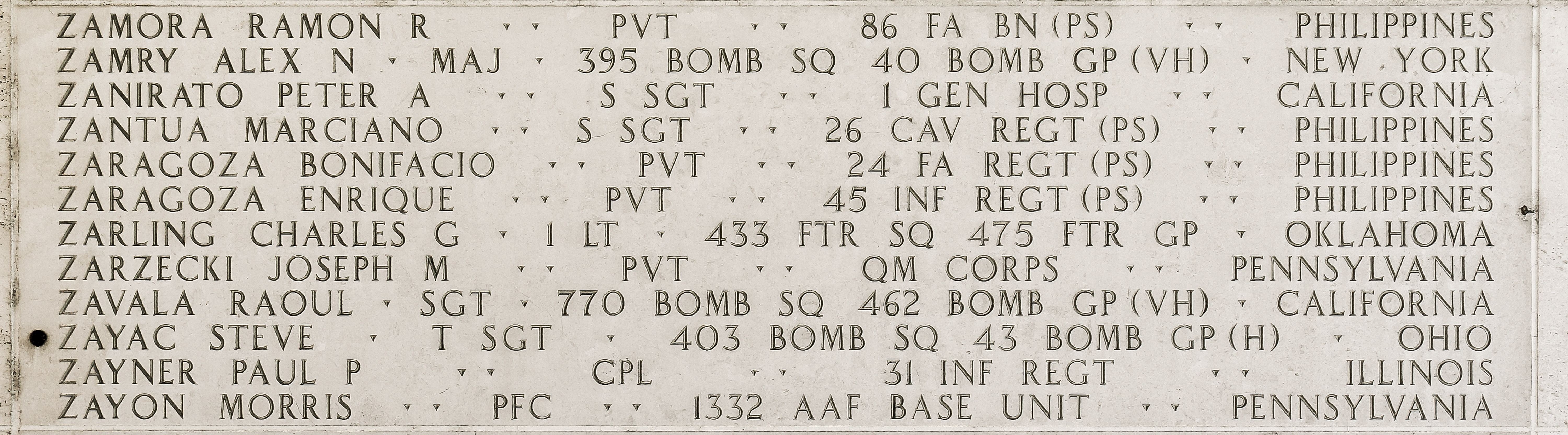 Charles G. Zarling, First Lieutenant